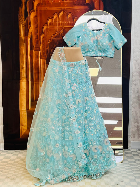 Light blue party wear Lehenga choli set