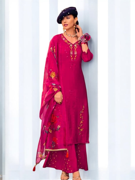 Crape silk sharara set - Kurti Connection USA