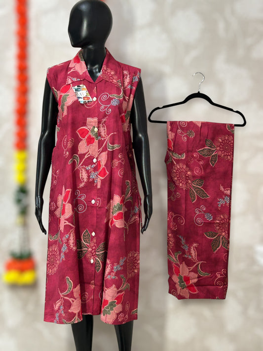 Linen cotton Co-Ord set - Kurti Connection USA