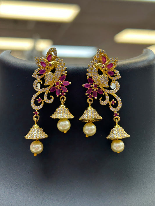 AD earrings / latest double jhumki earrings - Kurti Connection USA