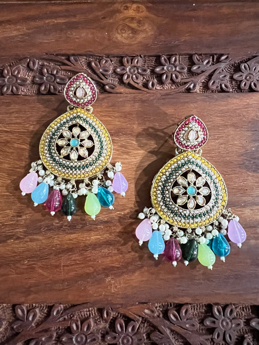 Multi color stone earrings
