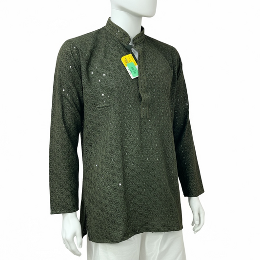 Dark green short kurta