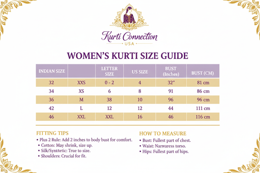 Women's Kurti Size Guide