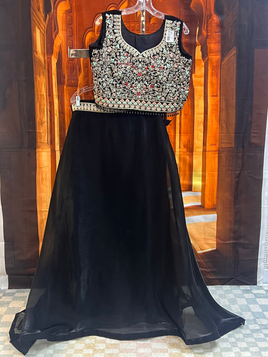 Black tissue Lehenga set