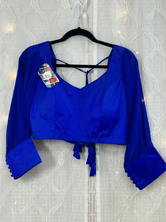 Royal blue silk blouse
