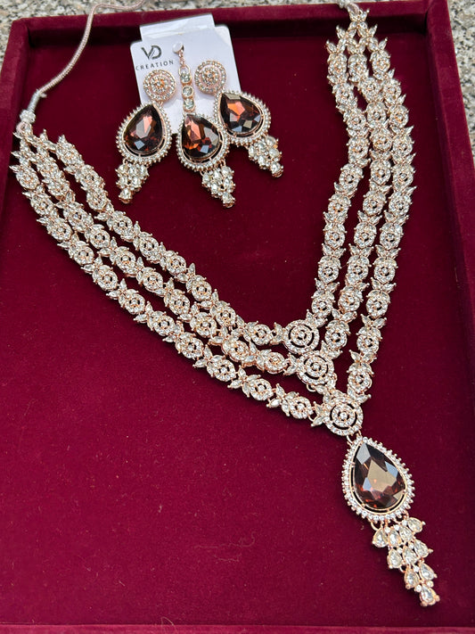 Rose gold necklace set