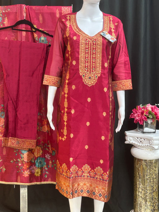 Banarasi silk salwar suit