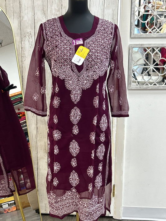 Chiffon Chikankari kurti