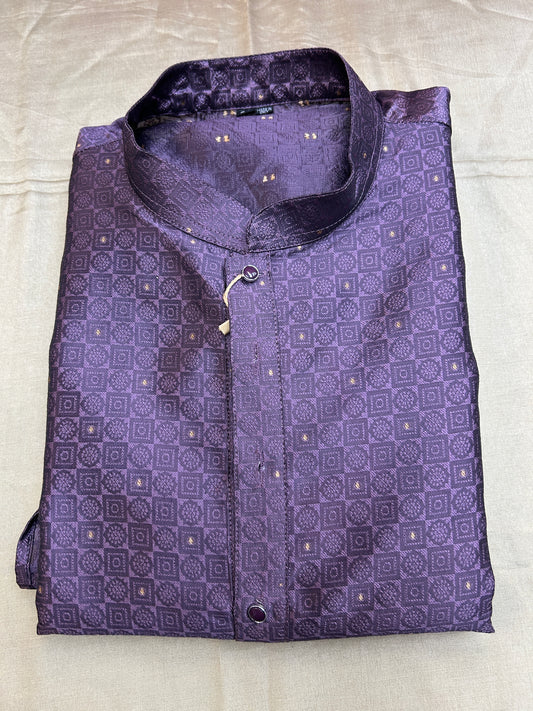 Purple silk kurta pajama set