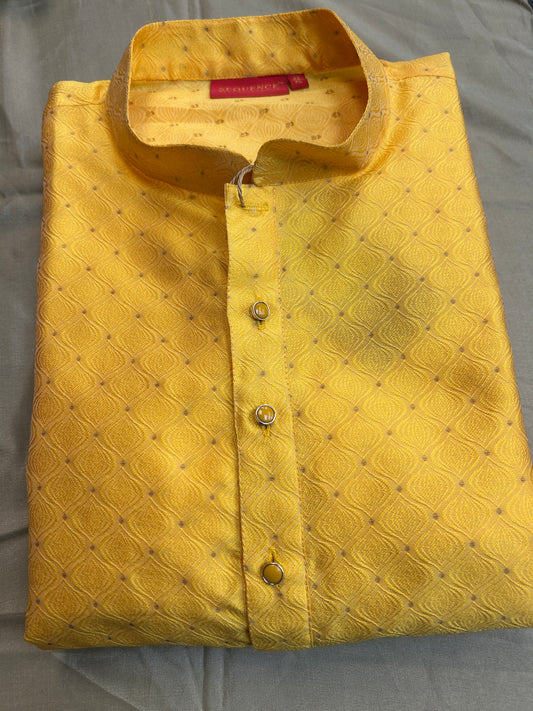 Yellow silk cotton kurta pajama set