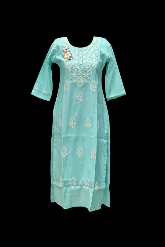 Chikankari modal silk kurti