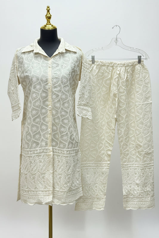 Pure cotton chikankari kurti set
