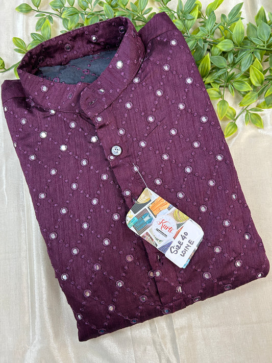 Cotton silk kurta - Kurti Connection USA