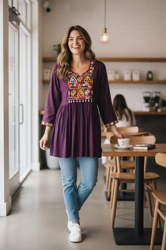 Cotton Kurti with embroidery work