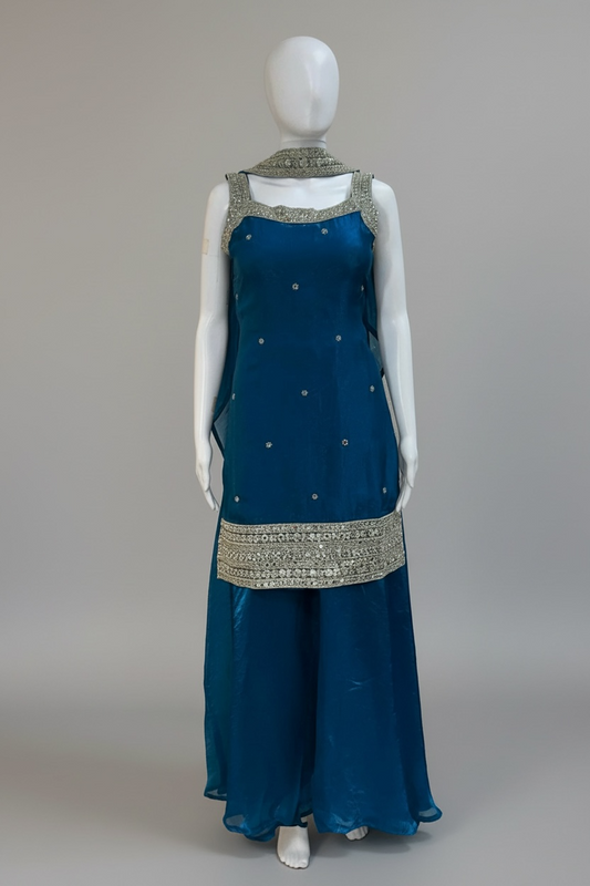 Tissue silk sharara suit