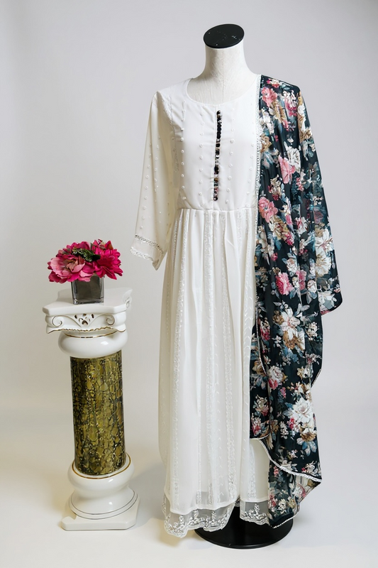 Chiffon long Kurti with dupatta