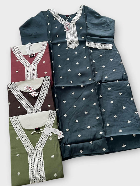 Silk cotton Kurti with full lining - Kurti Connection USA