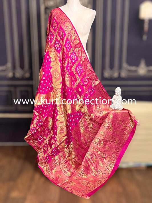 Banarsi silk bandhani dupatta - Kurti Connection USA