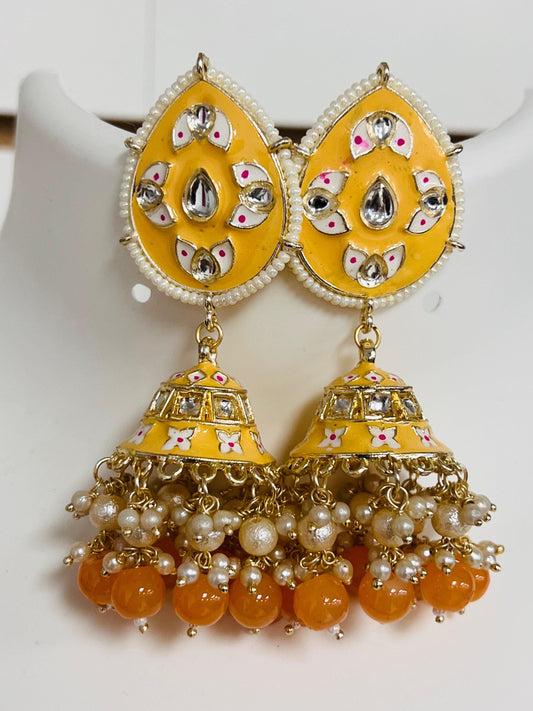 Meenakari jhumki earrings - Kurti Connection USA