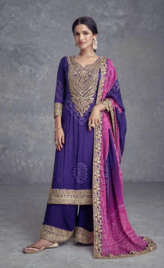 Takshvi | Chinon silk party wear suits - Kurti Connection USA