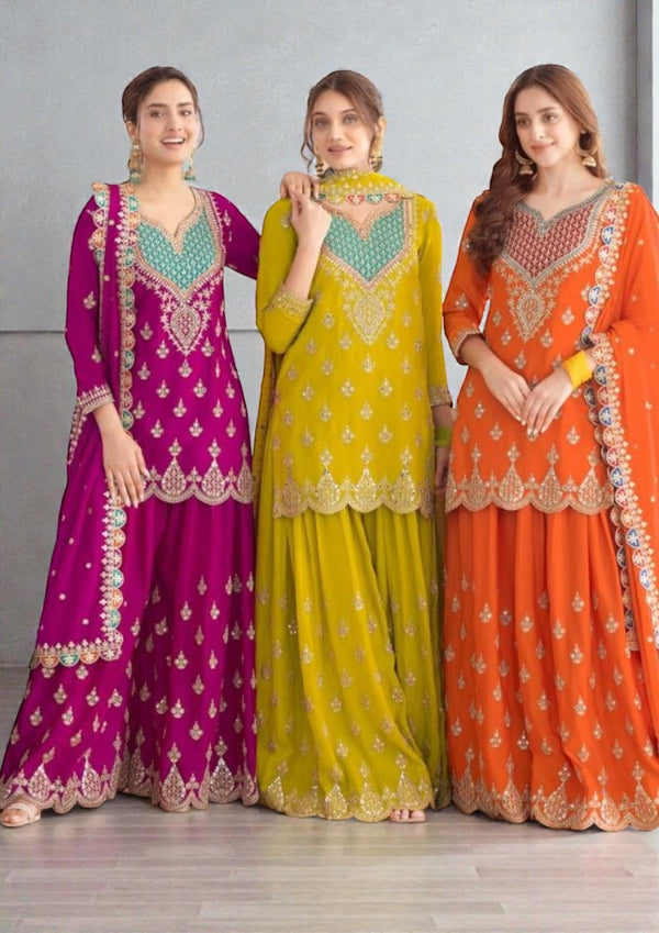 Chiffon sharara suits