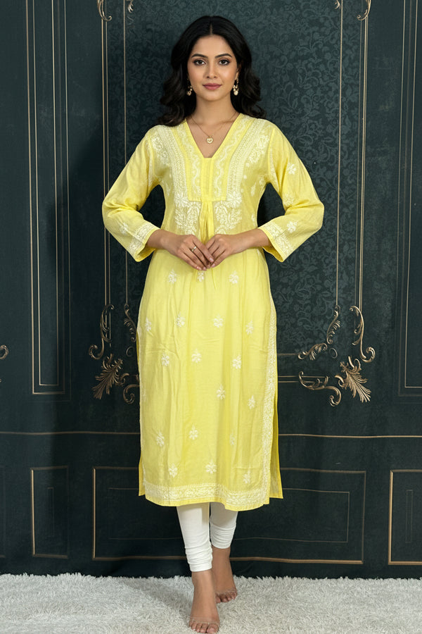Modal silk chikankari kurti