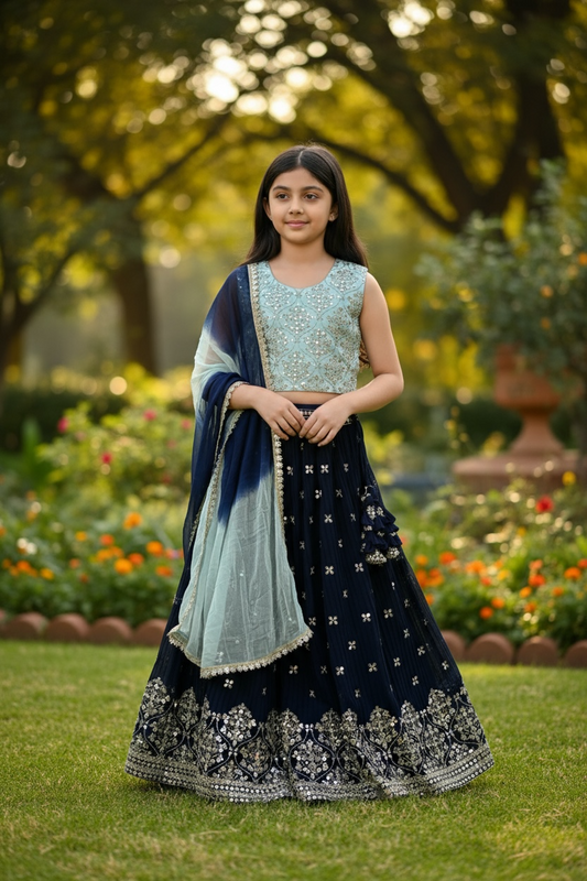 Girls Lehenga Choli Set - Kids Party Wear Ethnic