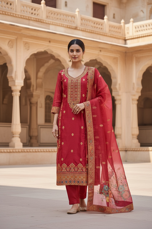 Banarasi silk salwar suit